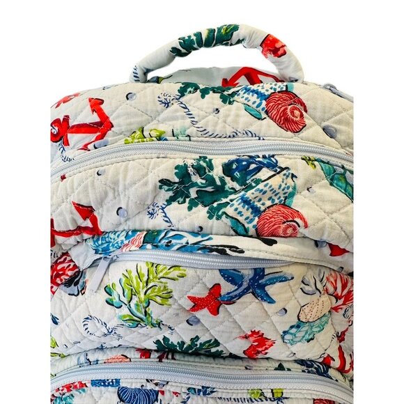Vera Bradley Sea Life Quilted Backpack Coral Turtle Seahorse Ocean Print Bag - Picture 3 of 16